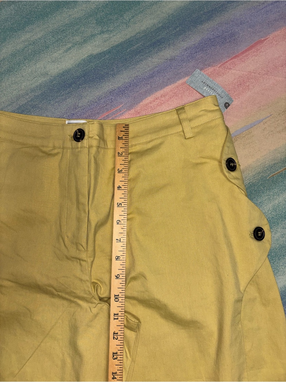 Maeve by Anthropologie Button-Pocket Wide-Leg Pants - Citron / Parsnip, Size L P - Picture 11 of 14